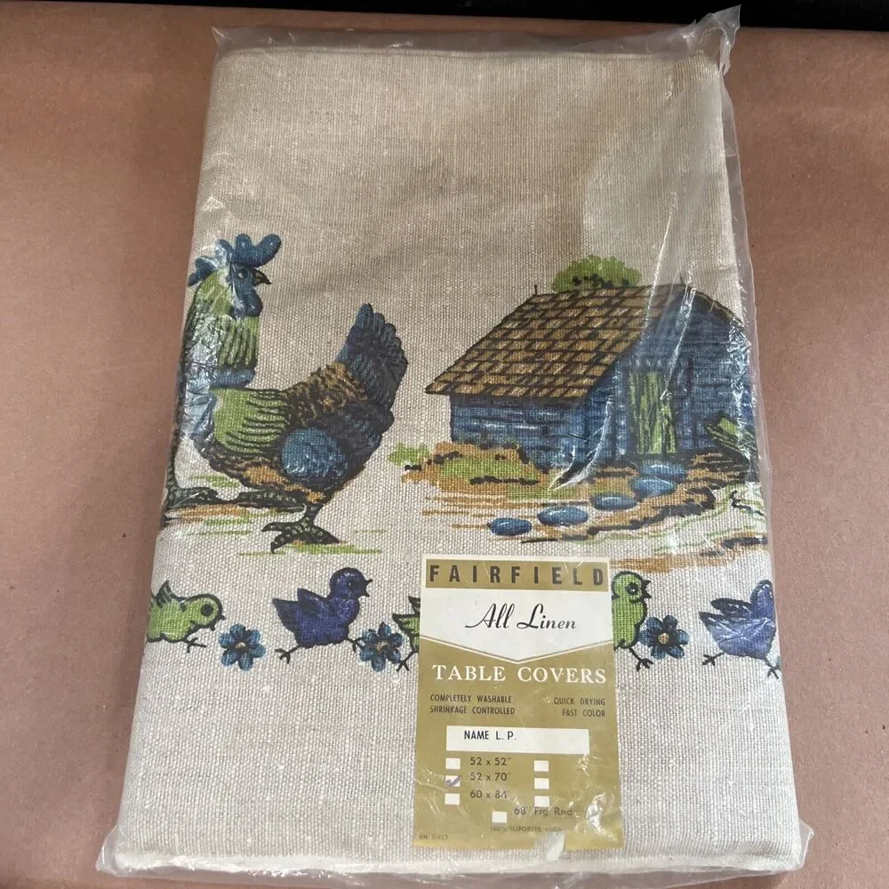 Fairfield All Linen Table Cover NWT 52”x70” Vintage Farmhouse